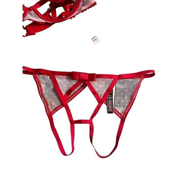 Victorias Secret intimate Red Strappy Bra & Panty Set, sexy red, Valentines, S/ - Picture 3 of 6